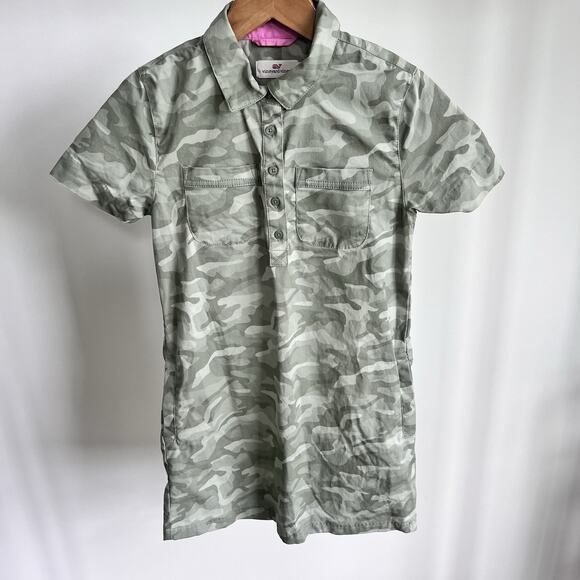 Vineyard Vines Margo Utility Dress Girls size medium Military green camouflage - Picture 1 of 5